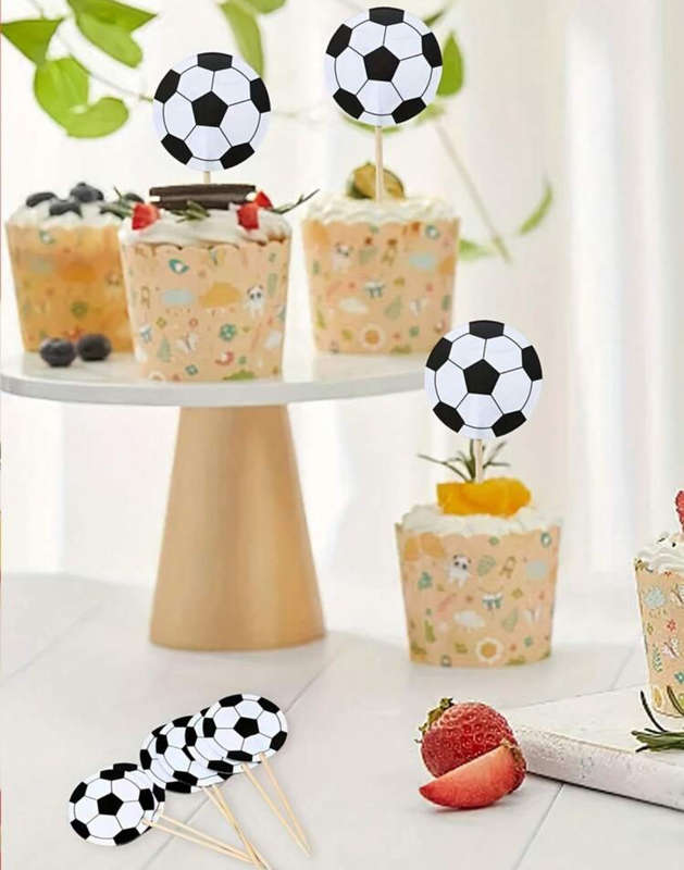 Cake Topper Toothpick Soccer Ball 24pcs
