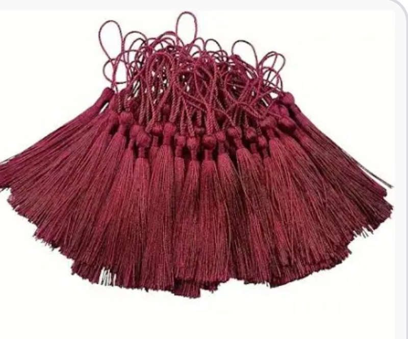 Bookmark Tassel 10pc Maroon 12cm
