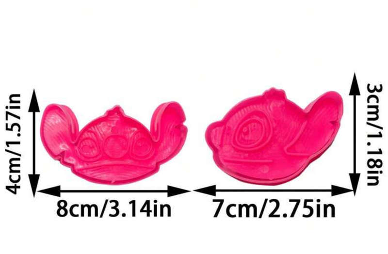 2pc Stitch Plastic Cookie Cutter