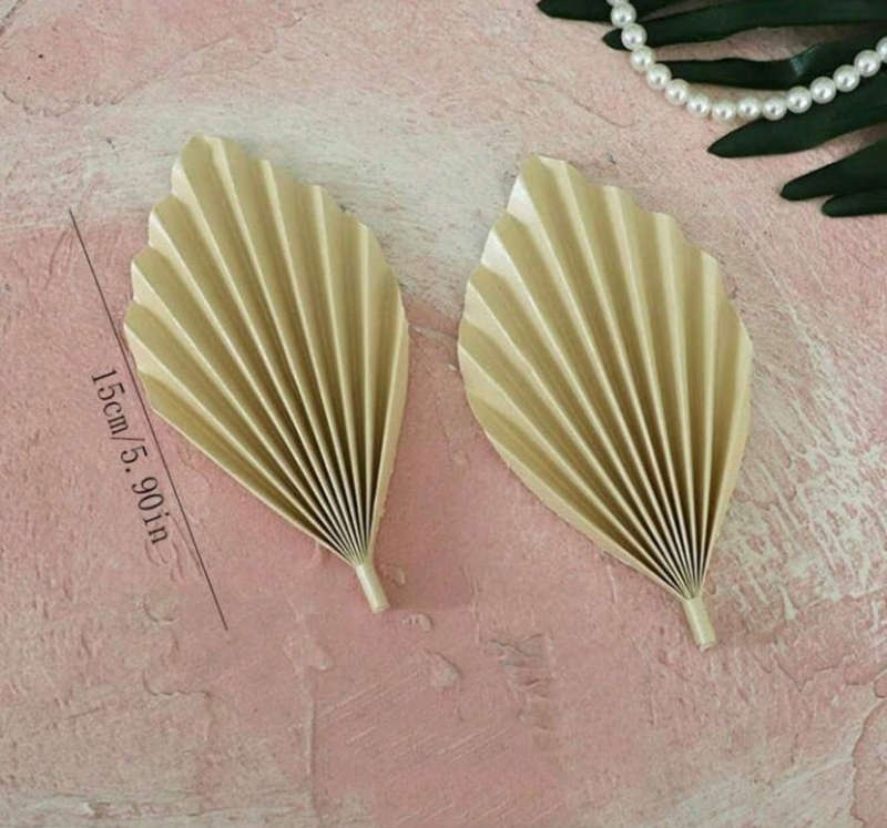 Paper Palm Leaf Cake Topper Beige 4pcs