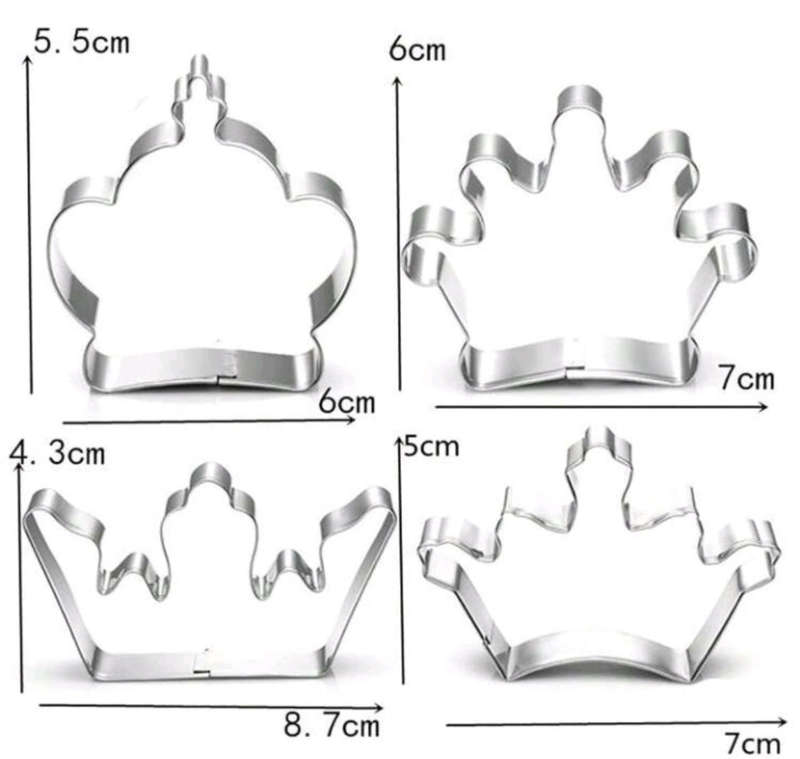 Metal Cookie Cutter Crown 4pcs