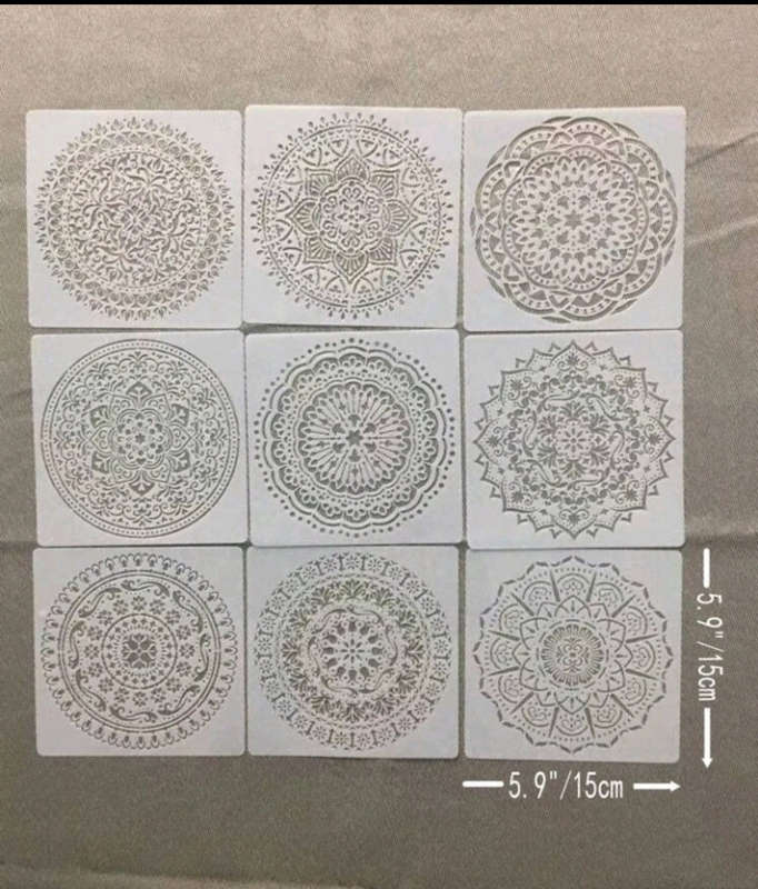 9pc Cake Decorating Stencil Mandala Circle