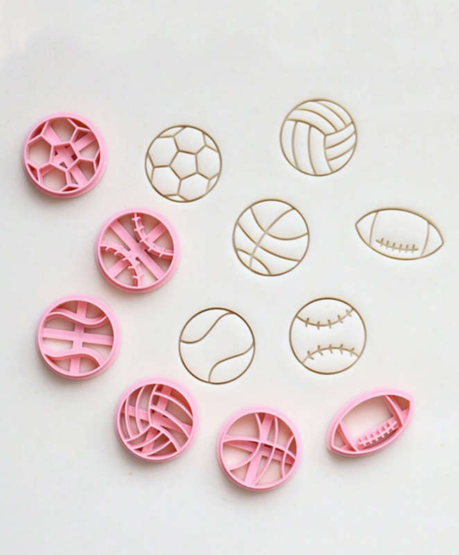 Sport ball plastic cutter set. Rugby, soccer, baseball