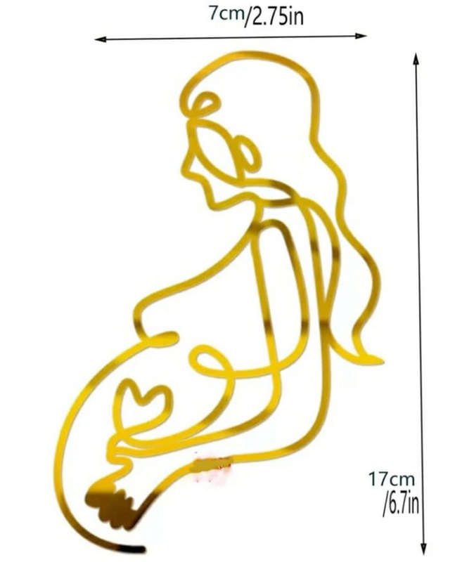 U Line Art Abstract Acrylic Cake Topper Pregnant