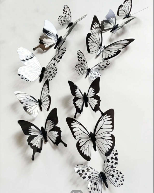 Black and White Plastic Butterfly Cake Topper