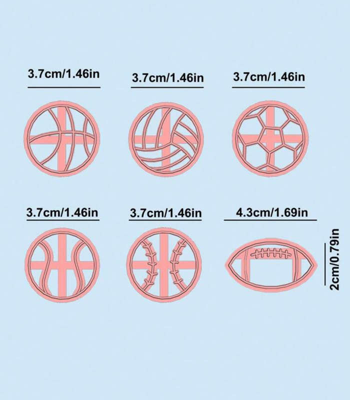 Sport ball plastic cutter set. Rugby, soccer, baseball