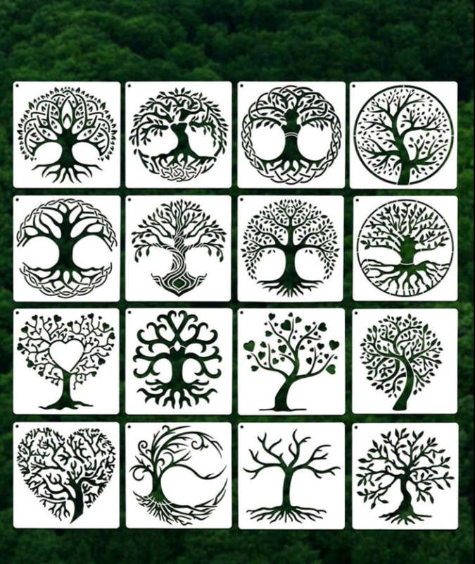 Cake Decorating Stencil Tree 16pc