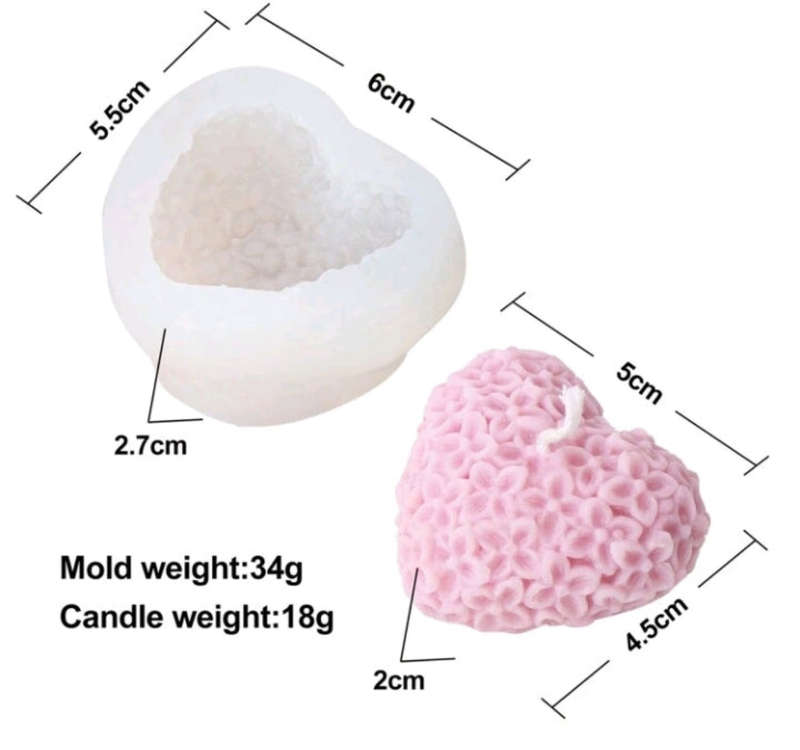 Silicone Mould Candle Soap Blossom Heart