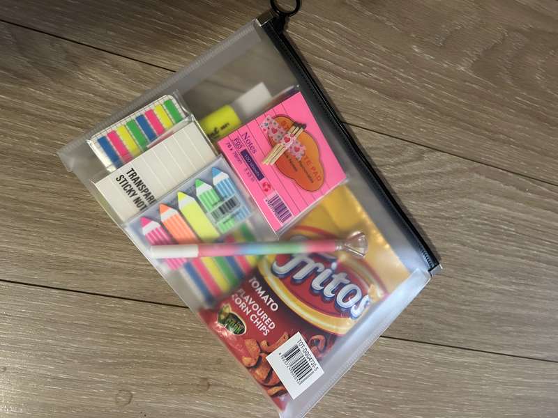 Exam packs includes snacks and stationary