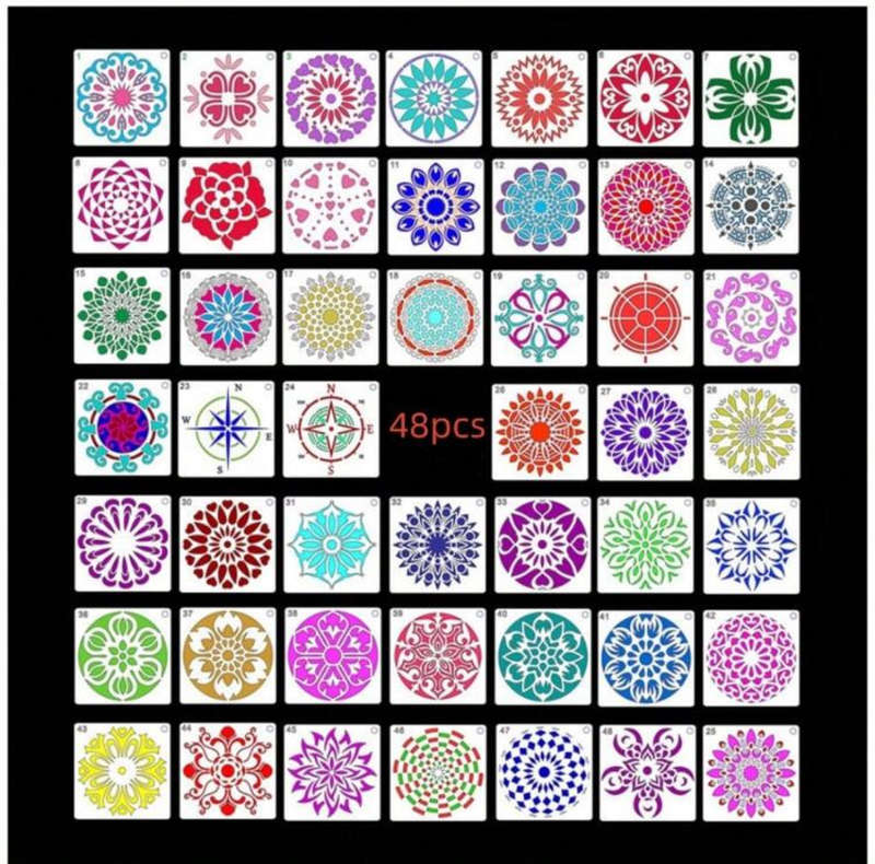48 pc Mandala Stencil Set