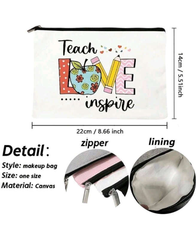 Makeup Bag Pouch Teach Love Inspire