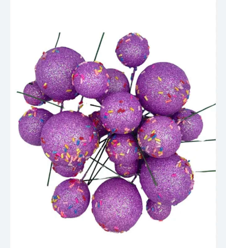 20pc Faux Balls with Confetti Purple