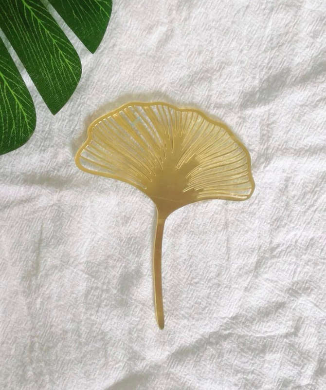 FF Line Art Abstract Acrylic Cake Topper Ginkgo