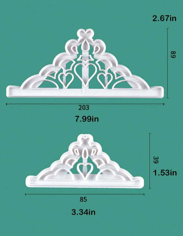 2pc Tiara plastic fondant cutter