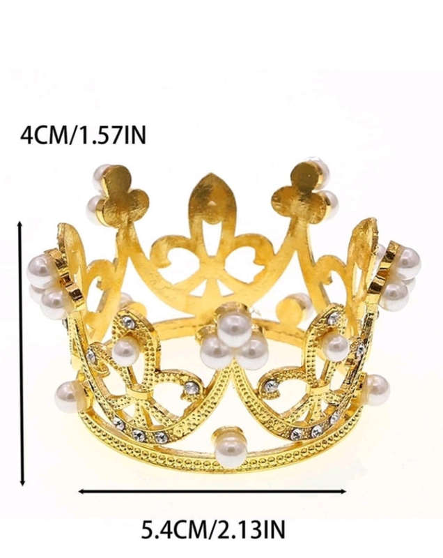 Tiara Perfect For Cake Topper Metal Gold Pearl