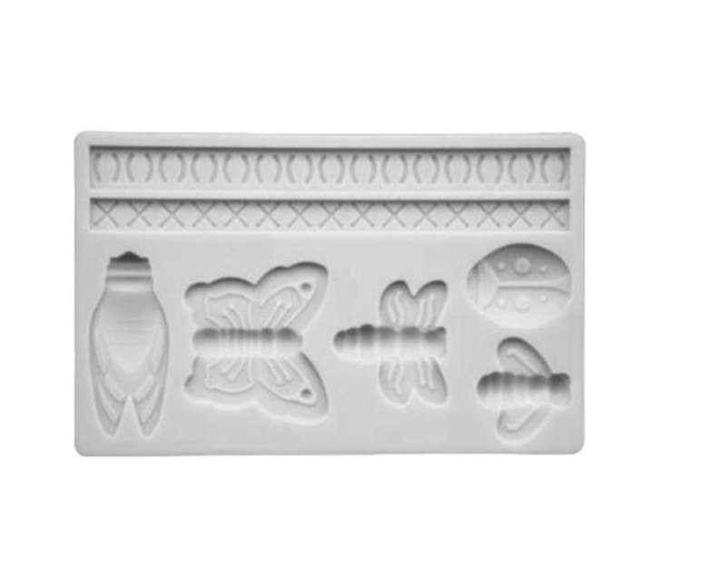 Silicone fondant / sugar paste mould bugs and butterfly, C