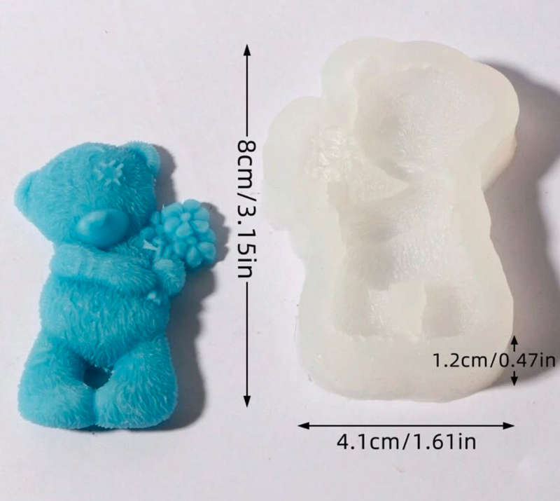 Silicone Mould Teddy With Flowers