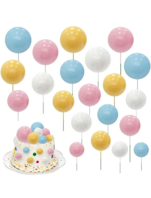 Cake Topper Polystyrene Faux Balls 16pcs