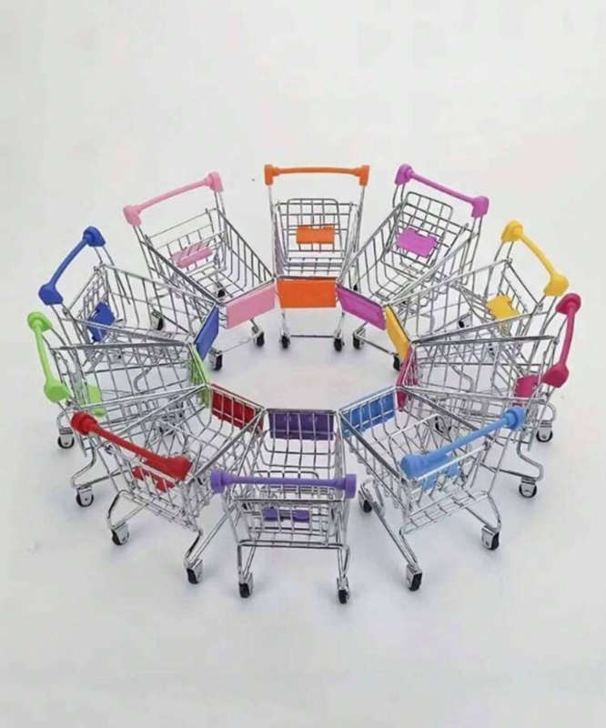Mini shopping trolley 11x12cm Light Pink