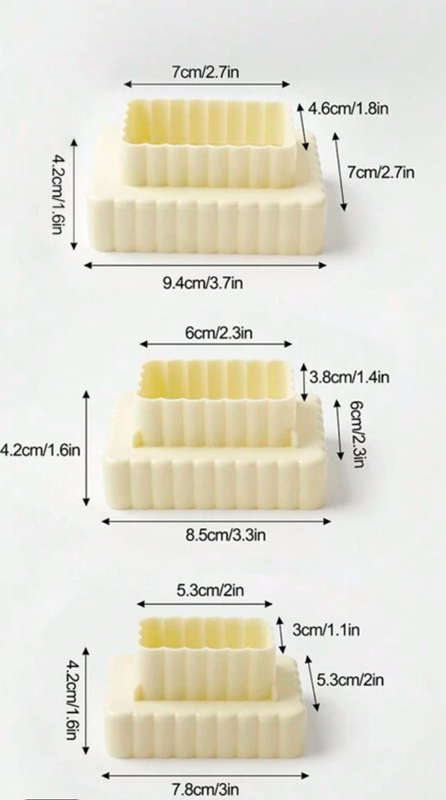 Double sided rectangle plastic cookie cutter set