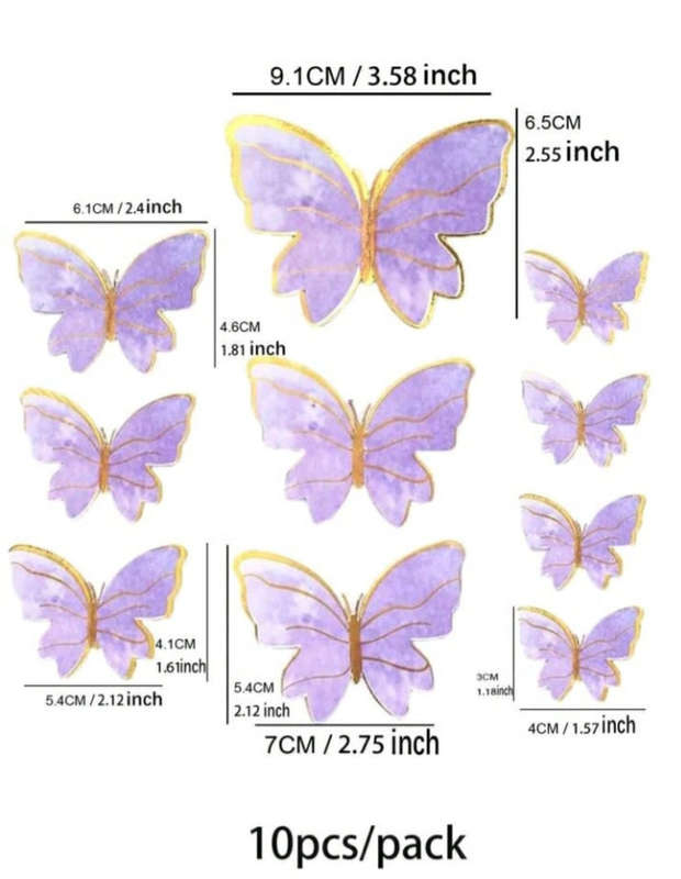 Cardboard Butterflies Cake Topper Purple