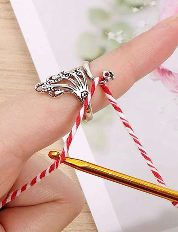 Crochet Thread Peacock Ring