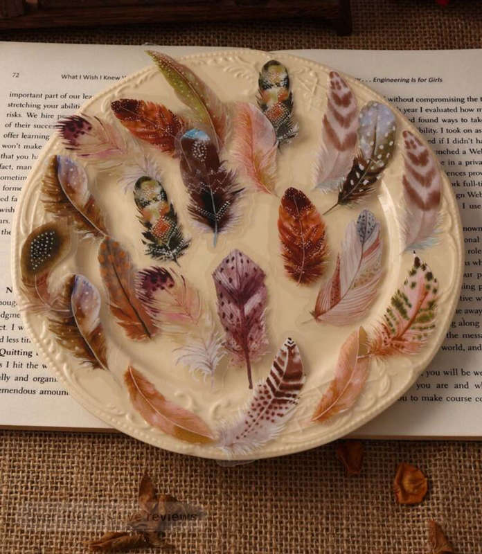 Brown Feather Resin Stickers