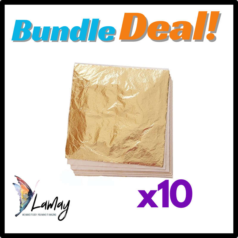 Bundle deal 10 Sheets Non toxic Gold Leaf sheets 8.5x9.5cm