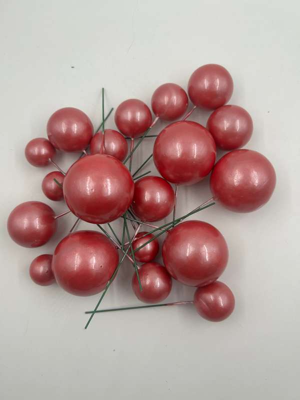 20pc Faux Balls Pearl Coral Pink