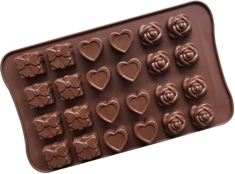 Silicone Mould Chocolate Rose Heart and Gift Box