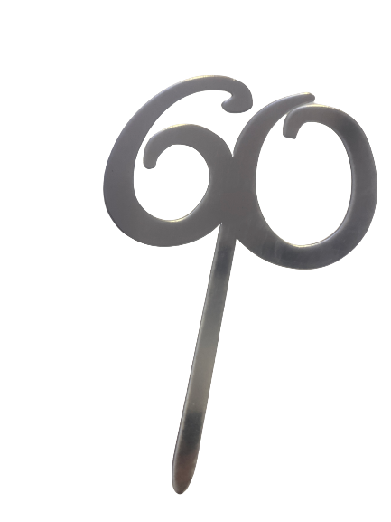 Nr421 Acrylic Cake Topper 60 Sixty Silver