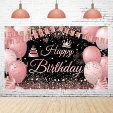 Cloth Party Backdrop 1mx1.5m Happy Birthday Pink