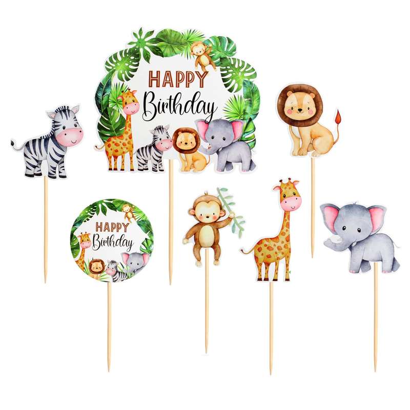 Wild animals cardboard cake topper