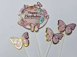 Cardboard Cake Topper Butterfly Purple