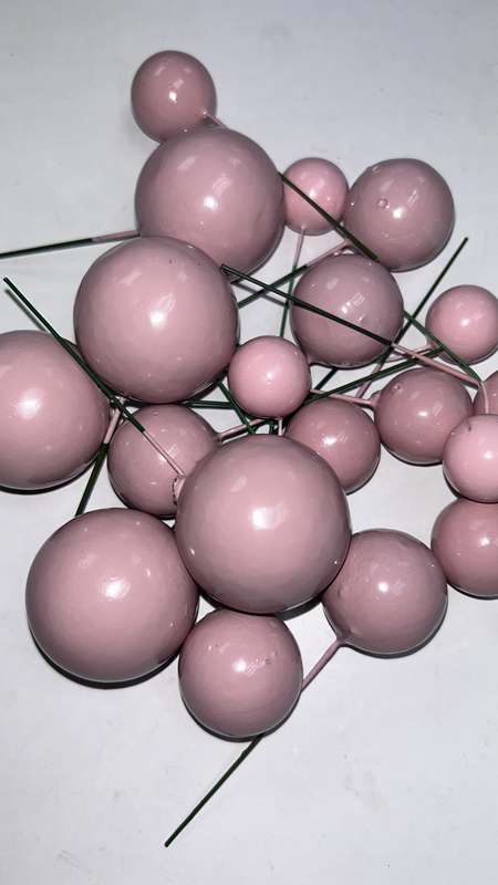 Cake Topper Polystyrene Faux Balls Dusty Blush Pink