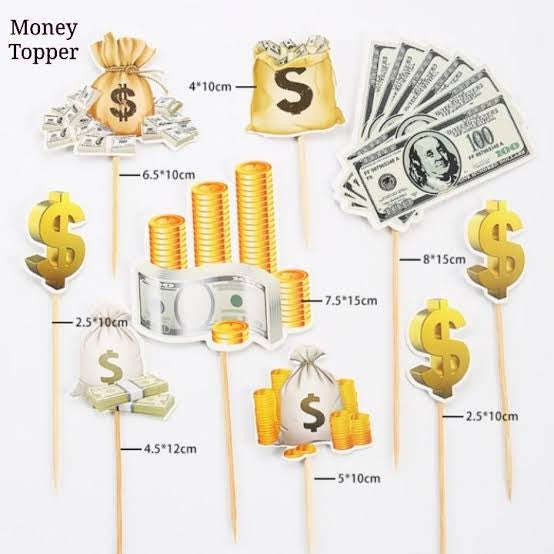 Cardboard Cake Topper Money Dollar