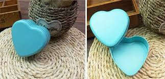 7cm Metal Heart Tin Blue