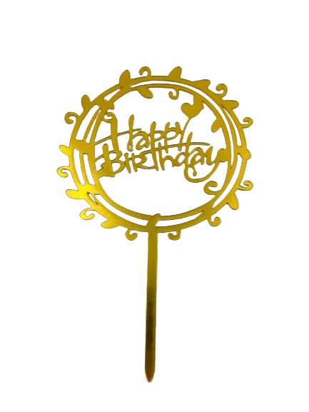 Nr99 Acrylic Cake Topper Happy Birthday Small Gold