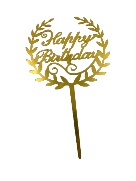 Nr194 Acrylic Cake Topper Happy Birthday Gold