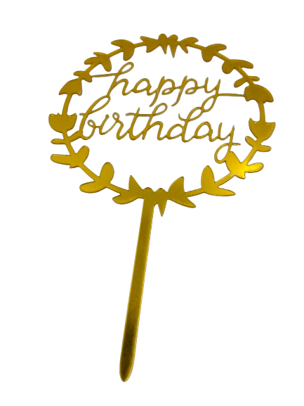 Nr198 Acrylic Cake Topper Happy Birthday Gold