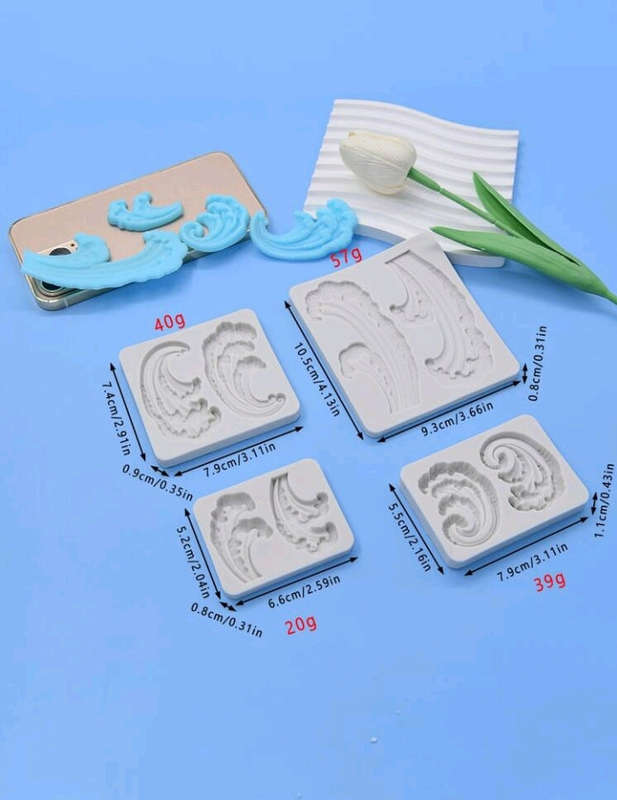 Silicone Mould Border Waves Set 4pcs