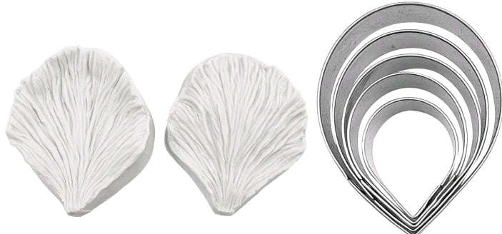 7pc Silicone Mould Rose Petal With Cutter