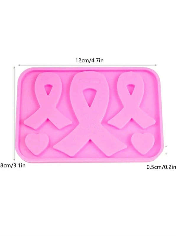 Silicone Mould Cancer Ribbon Keyring