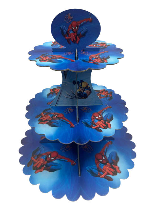 Cardboard 3 tier Cupcake Stand Spiderman