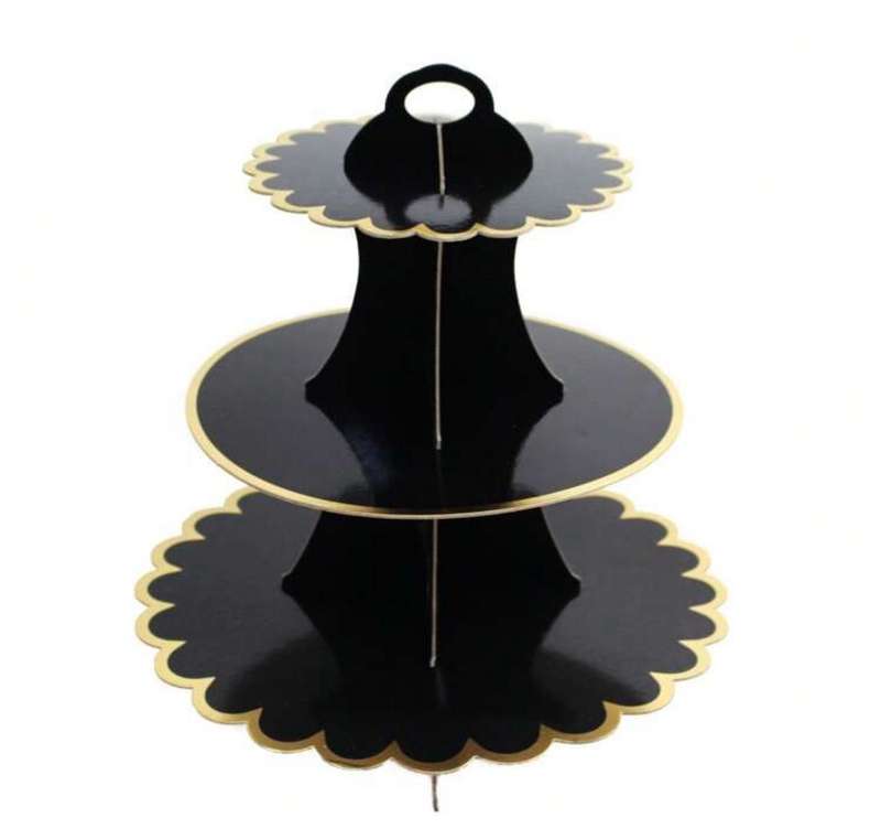 Cardboard Cupcake Stand Black and Gold