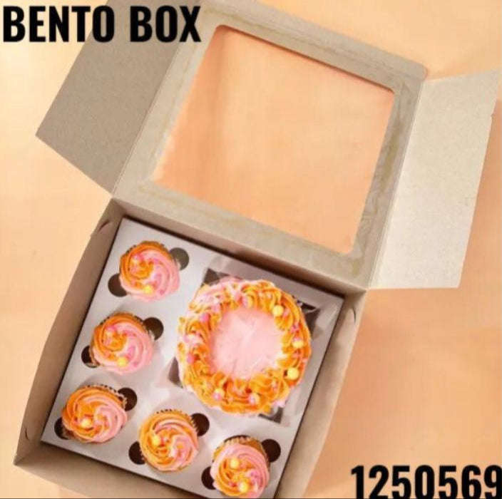 White Cake Box Bento 6 Cavity