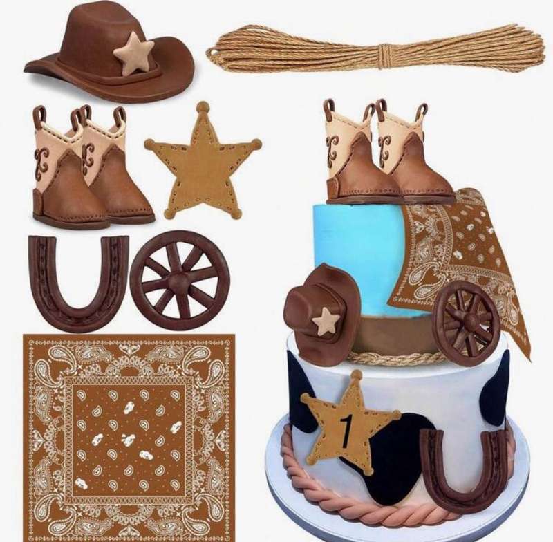 Cowboy Plastic Cake Topper Set