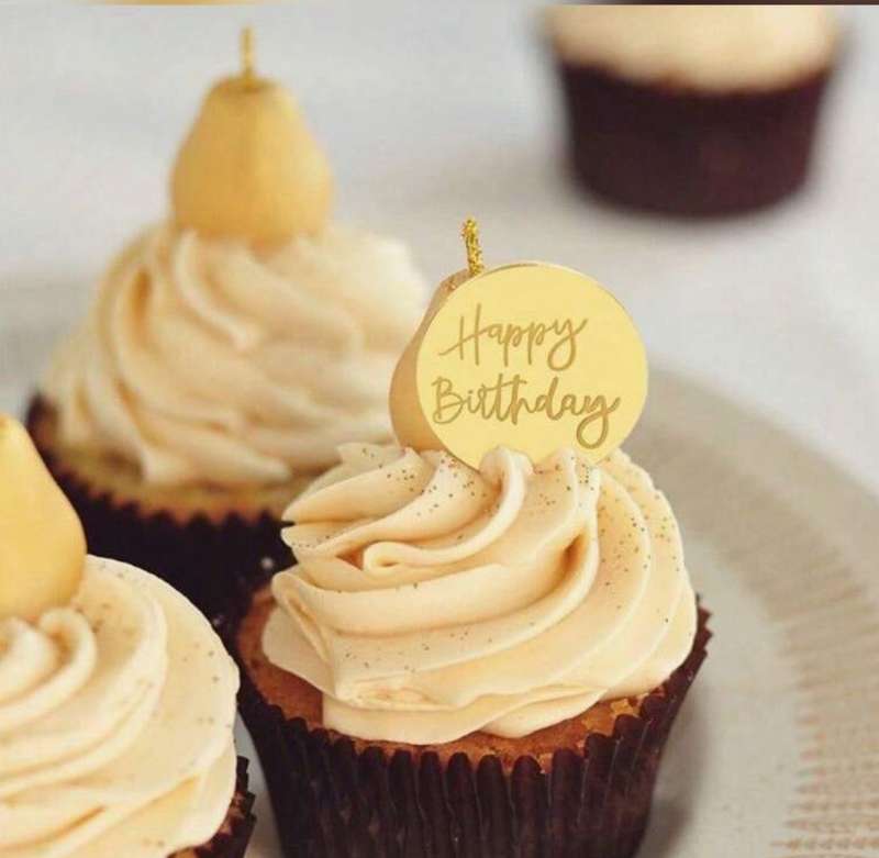 Cupcake Topper Acrylic Disc Happy Birthday 10pc