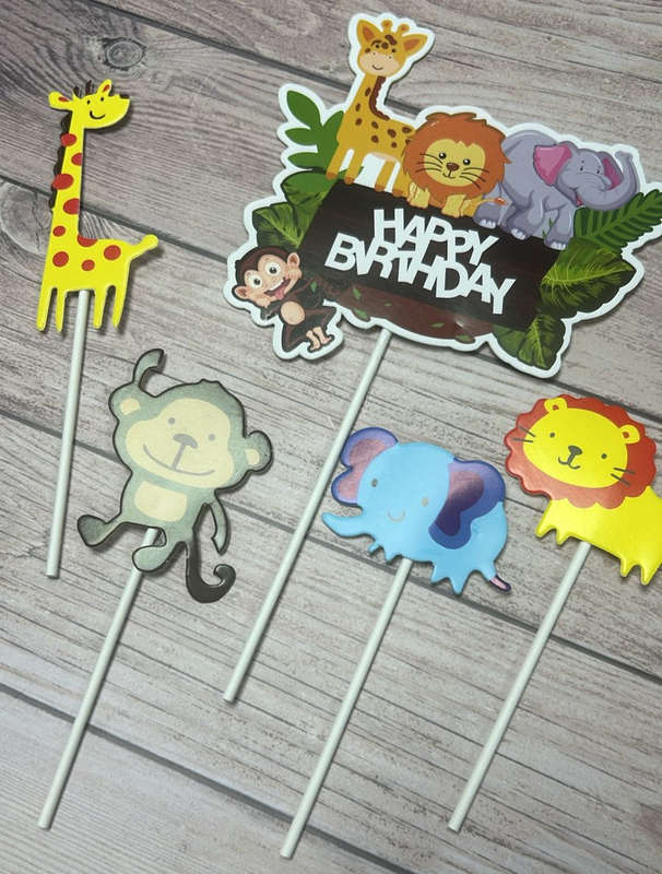 Wild animals cardboard cake topper