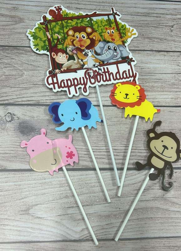 Wild animals cardboard cake topper